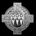 Young Irish Coat Of Arms Celtic Cross Sterling Silver Family Crest Badge 