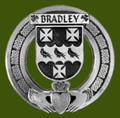 Bradley Irish Coat Of Arms Claddagh Stylish Pewter Family Crest Badge 