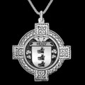 Healy Irish Coat Of Arms Celtic Cross Silver Family Crest Pendant