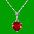 Red Ruby Heart Cut Romantic Ladies 14K White Gold Pendant