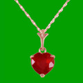 Red Ruby Heart Cut Romantic Ladies 14K Rose Gold Pendant