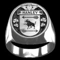 Hanley Irish Coat Of Arms Family Crest Mens Sterling Silver Ring