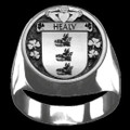 Healy Irish Coat Of Arms Family Crest Mens Sterling Silver Ring