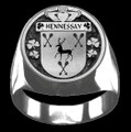 Hennessay Irish Coat Of Arms Family Crest Mens Sterling Silver Ring