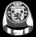 OKeeffe Irish Coat Of Arms Family Crest Mens Sterling Silver Ring