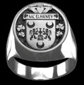 McElhaney Irish Coat Of Arms Family Crest Mens Sterling Silver Ring