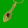 Celtic Knot Leaf Smokey Quartz Design 9K Yellow Gold Pendant