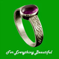 Uyea Celtic Knot Oval Amethyst Ladies 18K White Gold Band Ring Sizes R-Z
