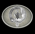 Mowat Clan Badge Oval Antiqued Mens Sterling Silver Belt Buckle