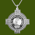 MacQuarrie Clan Badge Celtic Cross Stylish Pewter Clan Crest Pendant