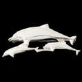 Swimming Dolphin Family Design Large Sterling Silver Brooch