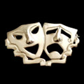 Comedy And Tradegy Drama Masks Small Sterling Silver Brooch 