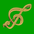 Treble Clef Musical Note Medium 9K Yellow Gold Brooch 