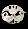 Three Nornes Swan Norse Mythology Round Large Sterling Silver Brooch