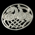 Sleipnir Horse Norse Design Round Small Sterling Silver Brooch