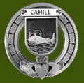 Cahill Irish Coat Of Arms Claddagh Stylish Pewter Family Crest Badge 