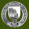Callahan Irish Coat Of Arms Claddagh Stylish Pewter Family Crest Badge 
