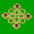 Celtic Knotwork Purple Amethyst Quartet Large 9K Yellow Gold Brooch