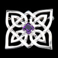 Celtic Knotwork Purple Amethyst Star Design Medium Sterling Silver Brooch