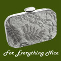 Silver Satin Shimmer Lace Overlay Minaudiere Evening Bag Bridal Purse
