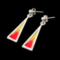 Celtic Fire Enamelled Triangular Drop Sterling Silver Earrings