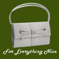 Silver Satin Bow Detail Rhinestone Accents Evening Bag Bridal Purse