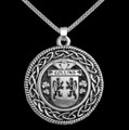 Collins Irish Coat Of Arms Interlace Round Silver Family Crest Pendant