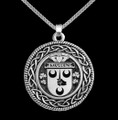 Mullen Irish Coat Of Arms Interlace Round Silver Family Crest Pendant