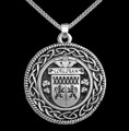 Corcoran Irish Coat Of Arms Interlace Round Silver Family Crest Pendant