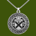 Corry Irish Coat Of Arms Interlace Round Pewter Family Crest Pendant