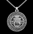 Costigan Irish Coat Of Arms Interlace Round Silver Family Crest Pendant