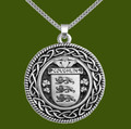 Coughlin Irish Coat Of Arms Interlace Round Pewter Family Crest Pendant