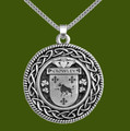 Crowley Irish Coat Of Arms Interlace Round Pewter Family Crest Pendant