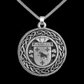 Crowley Irish Coat Of Arms Interlace Round Silver Family Crest Pendant