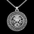 Cullen Irish Coat Of Arms Interlace Round Silver Family Crest Pendant