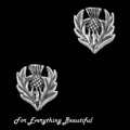 Scottish Thistle Floral Emblem Design Stud Sterling Silver Earrings