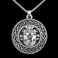Dalton Irish Coat Of Arms Interlace Round Silver Family Crest Pendant