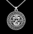 Daly Irish Coat Of Arms Interlace Round Silver Family Crest Pendant