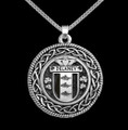 Delaney Irish Coat Of Arms Interlace Round Silver Family Crest Pendant