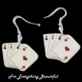 Bridge Playing Cards Design Enamel Small Drop Sterling Silver Earrings