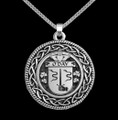 ODay Irish Coat Of Arms Interlace Round Silver Family Crest Pendant