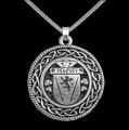 Dempsey Irish Coat Of Arms Interlace Round Silver Family Crest Pendant