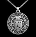 Doherty Irish Coat Of Arms Interlace Round Silver Family Crest Pendant