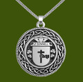 ODonnell Irish Coat Of Arms Interlace Round Pewter Family Crest Pendant