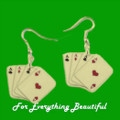 Bridge Playing Cards Design Enamel Small Drop 9K Yellow Gold Earrings