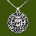 Donnelly Irish Coat Of Arms Interlace Round Pewter Family Crest Pendant
