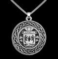 Donnelly Irish Coat Of Arms Interlace Round Silver Family Crest Pendant