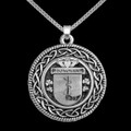 Donovan Irish Coat Of Arms Interlace Round Silver Family Crest Pendant