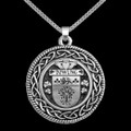 Dowling Irish Coat Of Arms Interlace Round Silver Family Crest Pendant