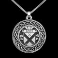 Dowd Irish Coat Of Arms Interlace Round Silver Family Crest Pendant